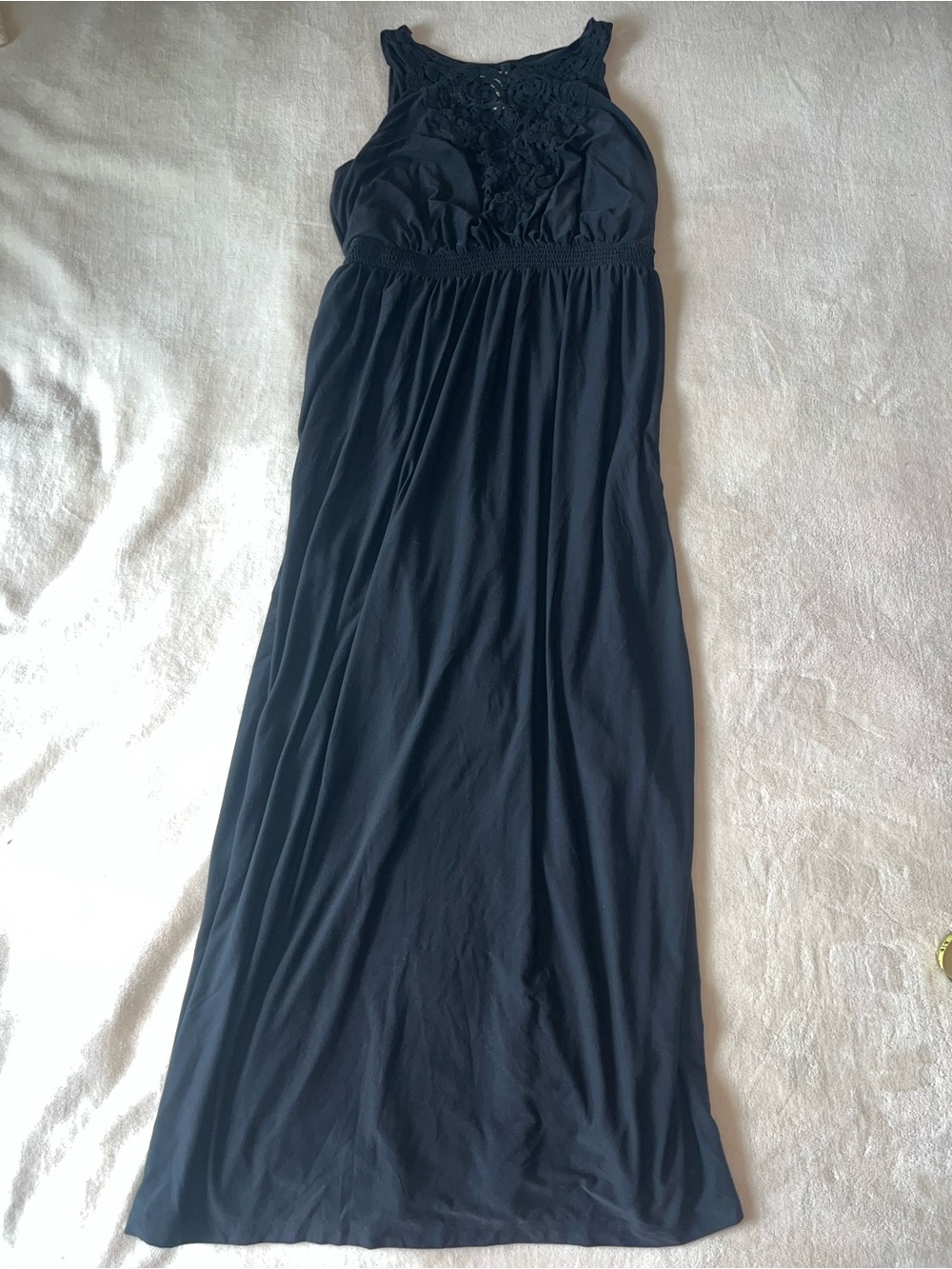 Soma Black Maxi Dress with Lace Yoke Comfort Soft Stretch Medium